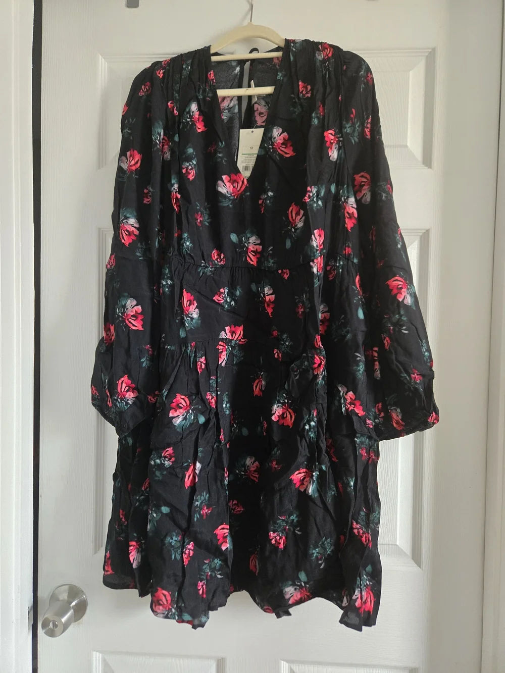 A New Day Black Floral Dress with Pink Roses - Picture 1 of 2